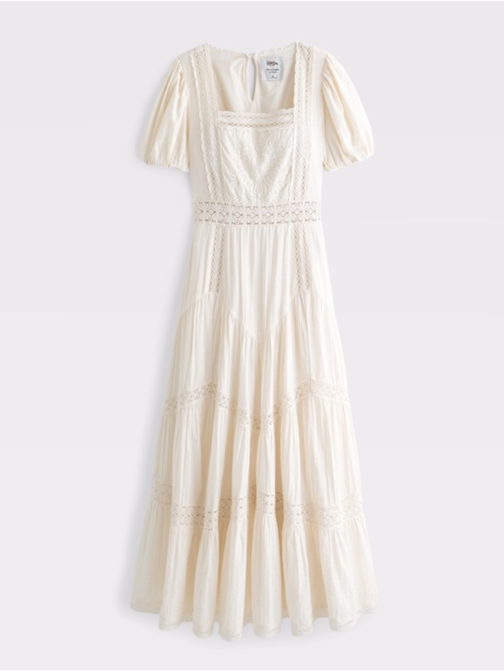 Kemo Sabe x Abercrombie & Fitch Puff Sleeve Lace-Pieced Maxi Dress XS - Picture 8 of 9